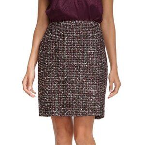 Calvin Klein Women's Tweed Mini Pencil Skirt burgundy Black Size 10 MSRP $89